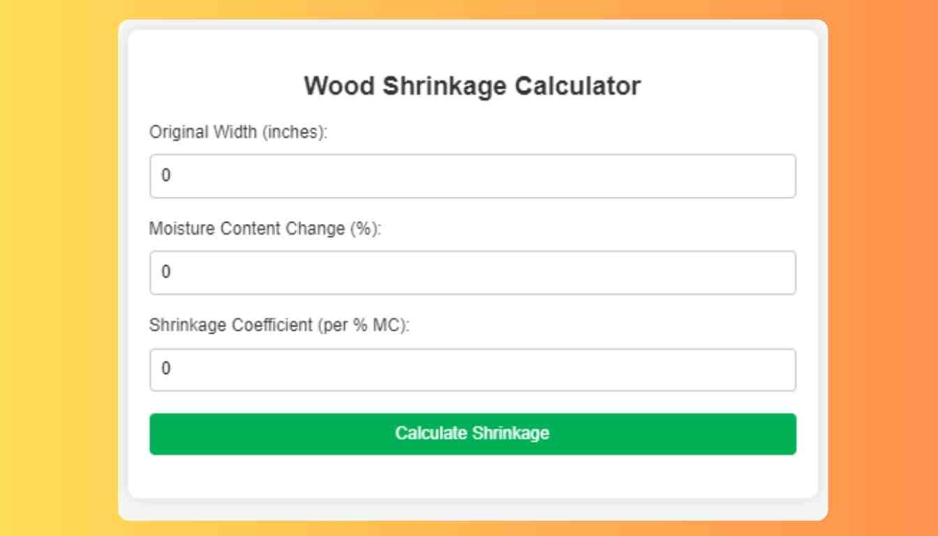 Wood Shrinkage Calculator