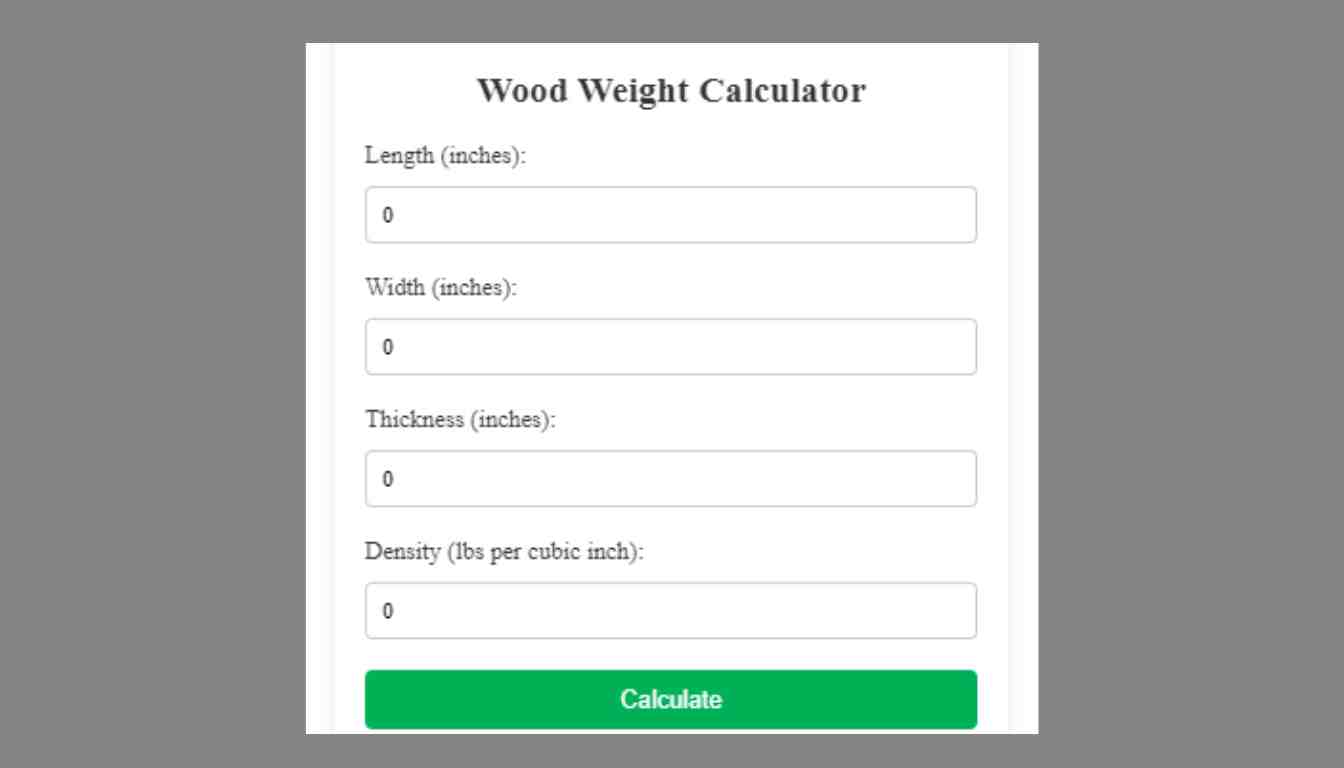 Wood Weight Calculator