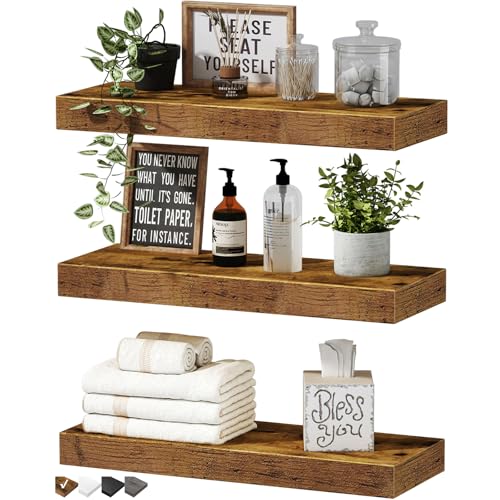 Floating Wood Shelves for Laundry Room