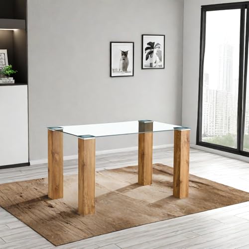 Glass Top Table With Wooden Legs