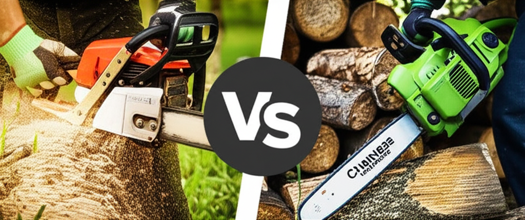 Generate a high-quality, relevant image prompt for an article about: Gas vs Cordless Chainsaw: Essen