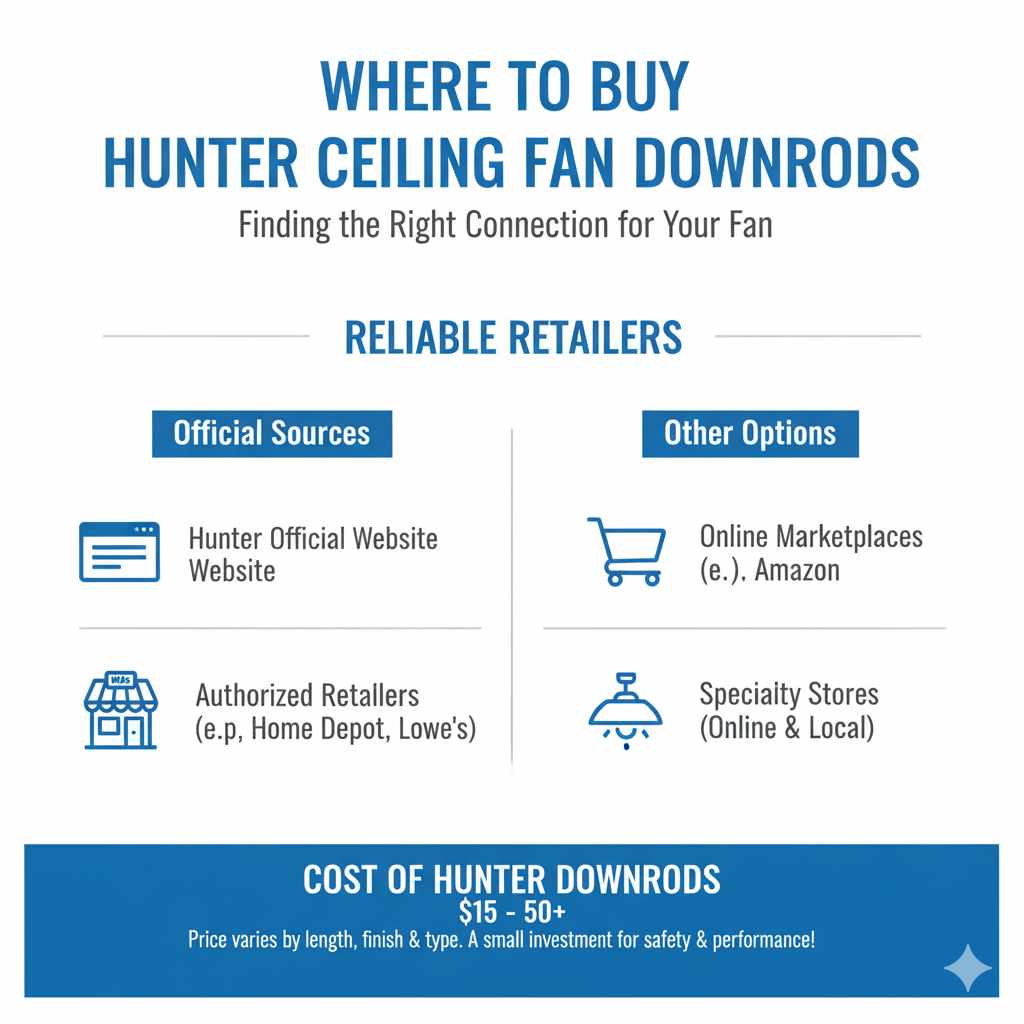 Where to Buy Hunter Ceiling Fan Downrods