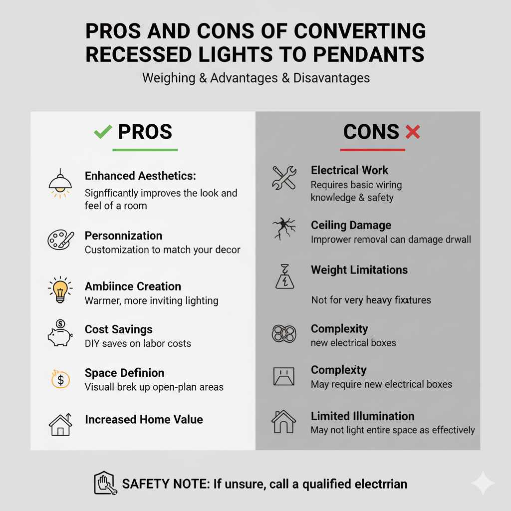 Pros and Cons of Converting Recessed Lights to Pendants