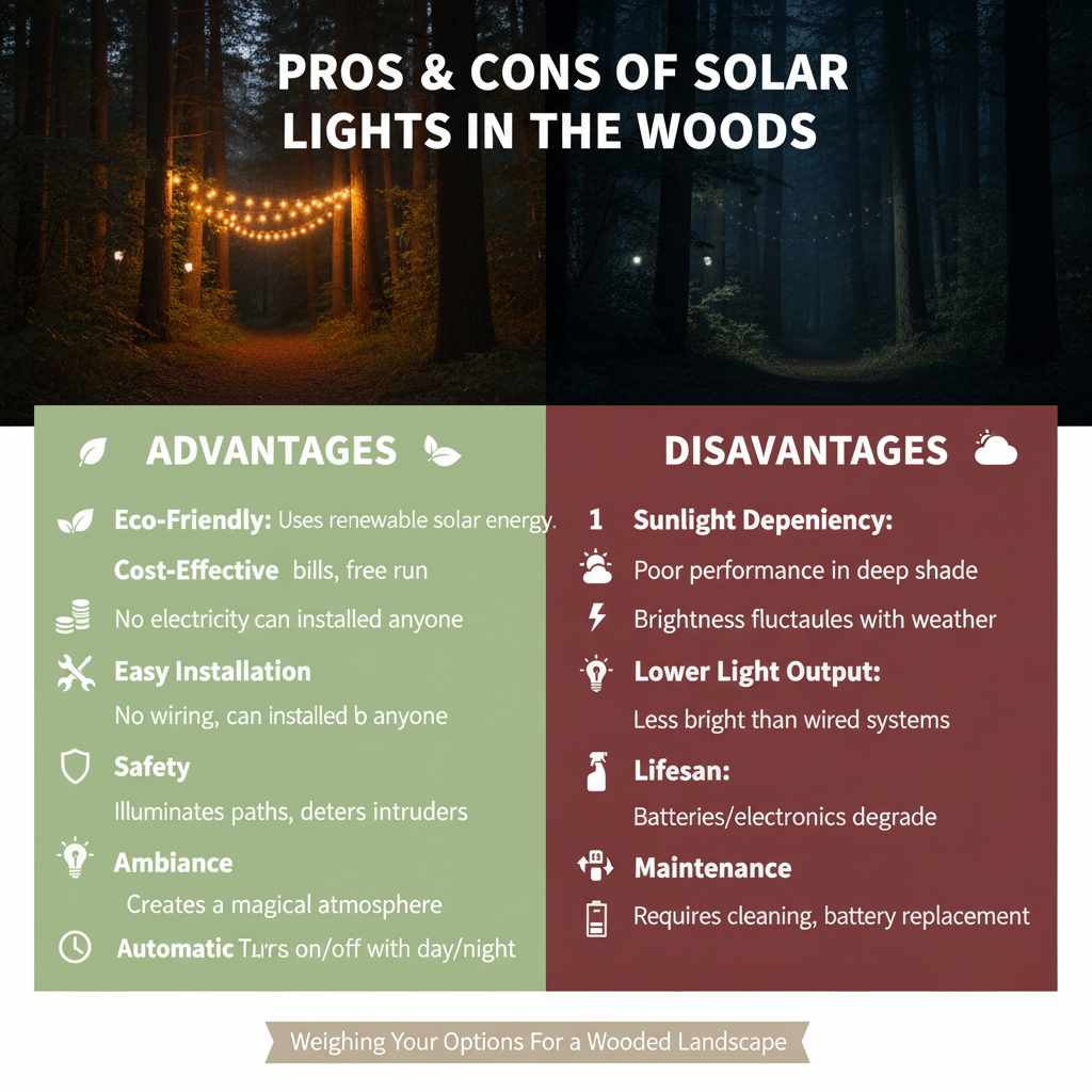 Pros and Cons of Using Solar Lights in Woods