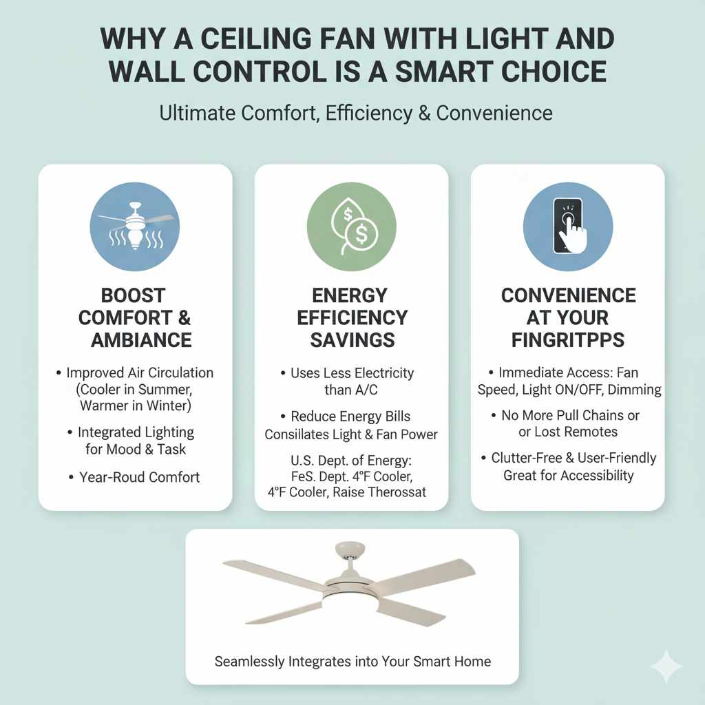 Why a Ceiling Fan with Light and Wall Control is a Smart Choice