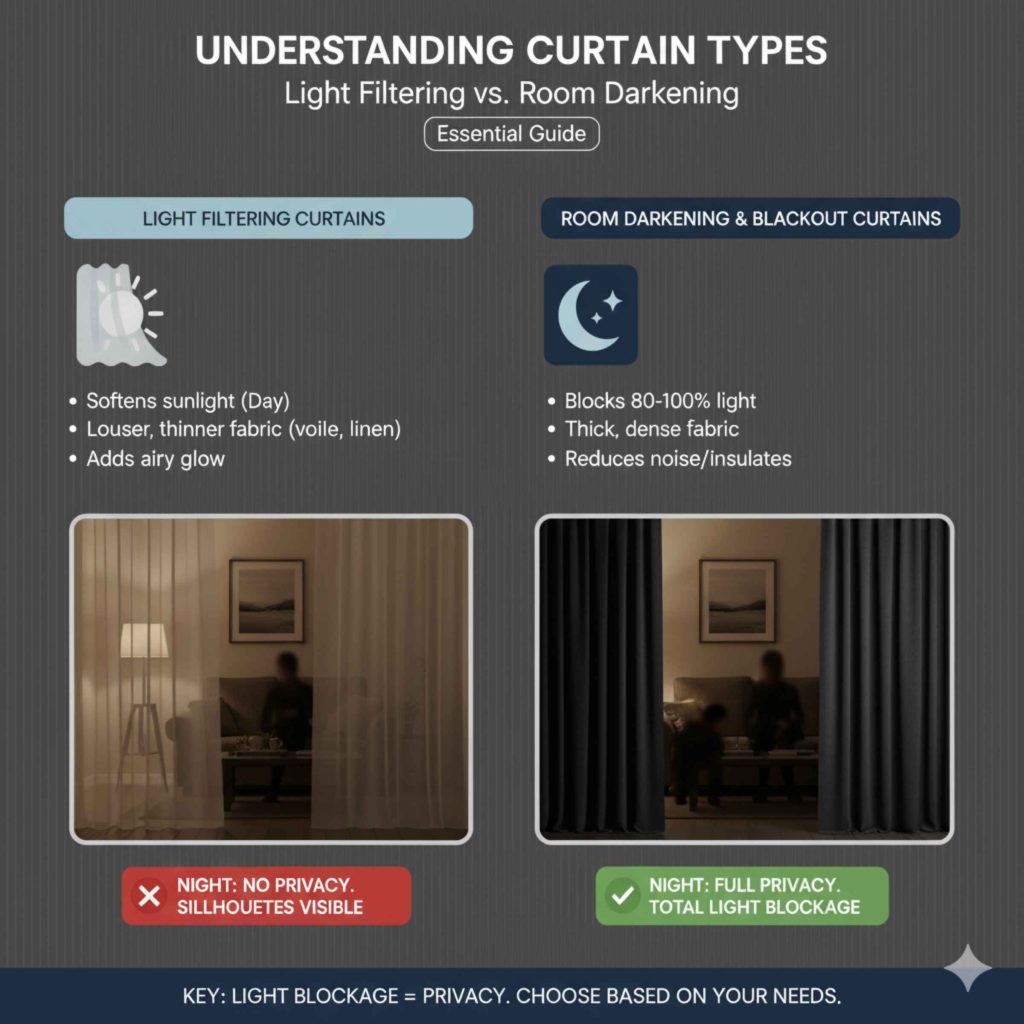 Understanding Curtain Types Light Filtering vs. Room Darkening