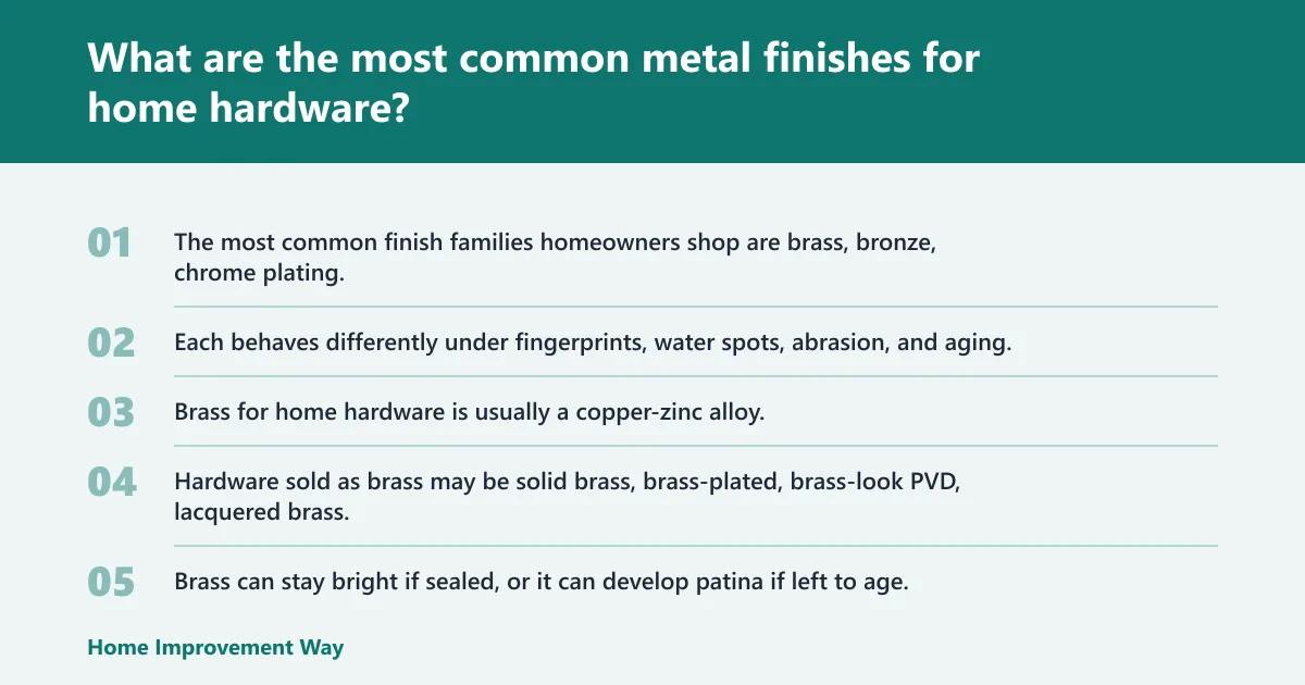 Steps: What are the most common metal finishes for home hardware?
